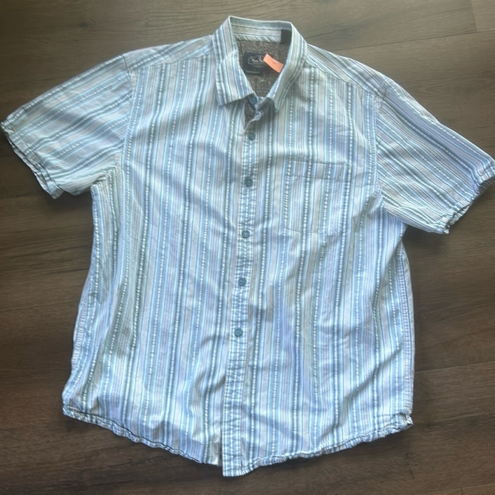 Nat Nast Luxury Blue Striped Button Down Shirt